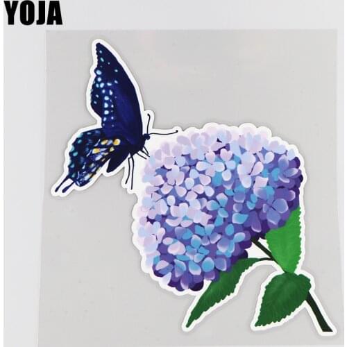 YOJA 17.1×18.1CM Creative Butterfly Flower Branch Body Modification Accessories Fashion Classic Car Sticker 19B-0071