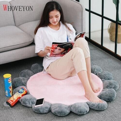 Nordic Style Girl Round Carpet Sun Petal Carpet Pink Floor Mat Bedroom Non-slip Carpet Chair Cushion Children Room Crawling Mat