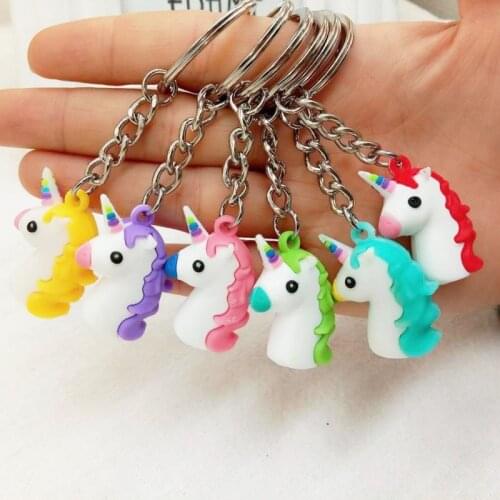 Cartoon Soft PVC Unicorn Keychain Rubber 3D Anime Cute Animal Horse Key Chain Key Ring Kids Toy Pendant Key Holder Trinket Gift
