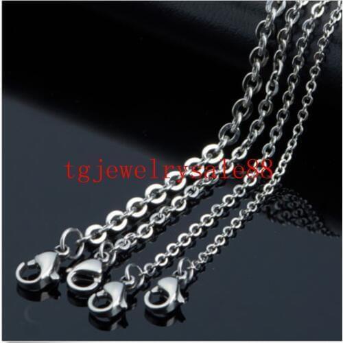 1.5/2/2.4/3mm 100pcs/Lot Stainless Steel Silver Color Cross Chain Men Necklace Finding Pendant DIY Wholesale Jewelry 16-40inch