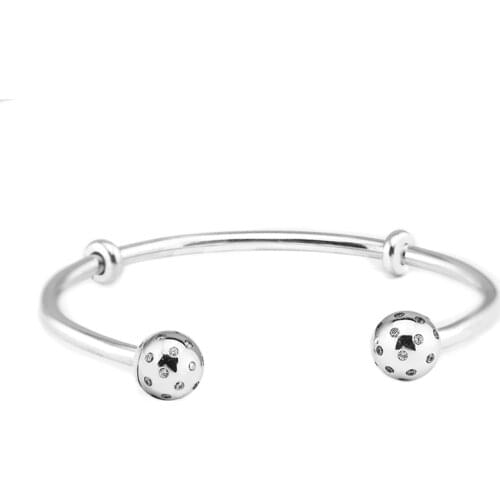 Genuine 925 Sterling Silver Bracelets Bangles Shimmering Open Bangle for Women DIY Charms Beads Jewelry Making brazalete