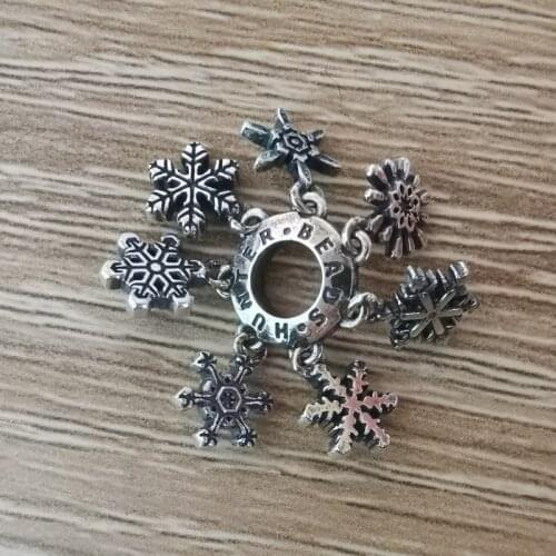 Mistletoe 925 Sterling Silver Snowflage Spacer Charm European Jewelry