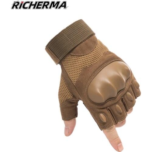 Knuckles Protective Motorcycle Gloves Summer Fingerless Tactical Gloves Breathable Non-Slip Cycling Gloves Men Women Mittens