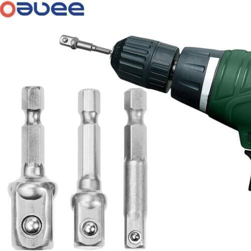 Newest Chrome Vanadium Steel Socket Adapter Hex Shank to 1/4" 3/8" 1/2" Extension Drill Bits Bar Hex Bit Set Power Tools tightly