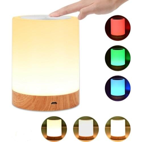 3 Level USB Rechargeable Touch Control Night Light LED RGB Table Lamp Atmosphere Dimmable For Home Décor Bedroom Beside Office
