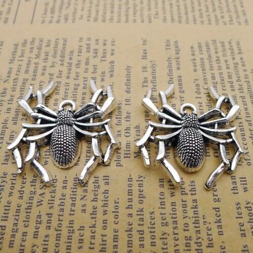 30pcs Spider Charms 31mm x 35mm DIY Jewelry Making Pendant antique silver color