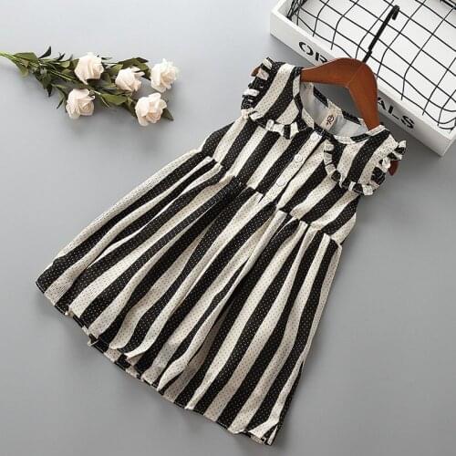 Girl striped casual jumper dress Summer children dot clothing baby girls sleeveless dresses for 2-7T kids Clothes