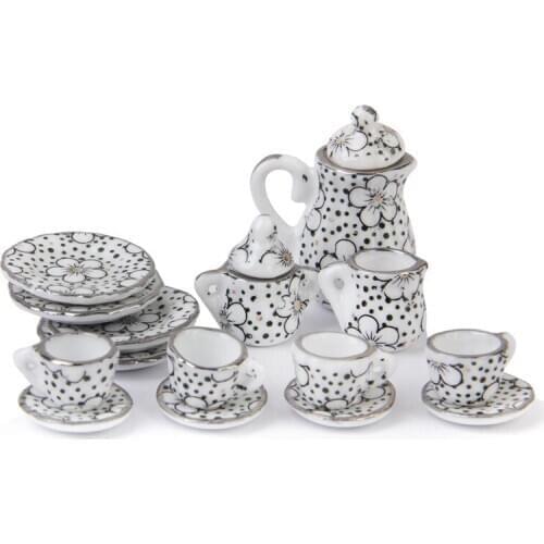 Practical Porcelain tea set Eating Utensils 15pzs Daisy Pattern
