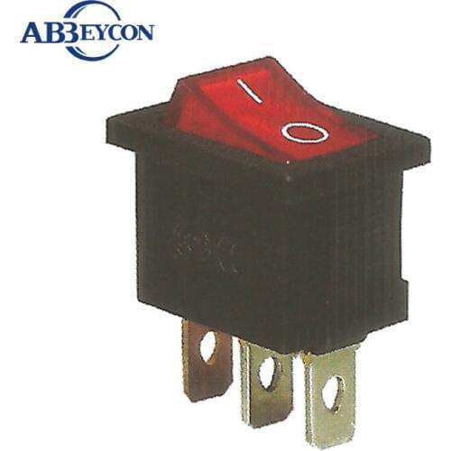 RS235 KCD1-101N-2 High quality 250v 3 pin rocker switch t85 with illumination 220V RED lamp rocker switch