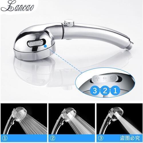 Handheld Shower Head High Pressure Chrome 3 Spary Setting with ON/OFF Pause Switch Water Saving Adjustable Luxury Spa Detachable