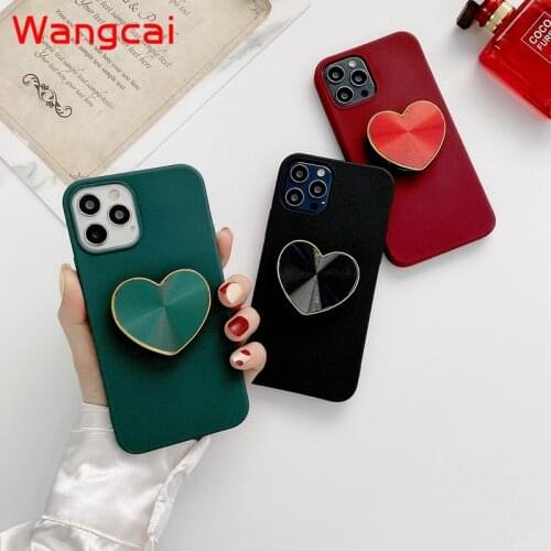 Heart Holder Stand Glitter Case For OPPO A94 A74 A54 A15 A12 A35 4G A93 A73 A53 A32 A31 2020 A55 5G A72 A52 A92 A91 Soft Cover