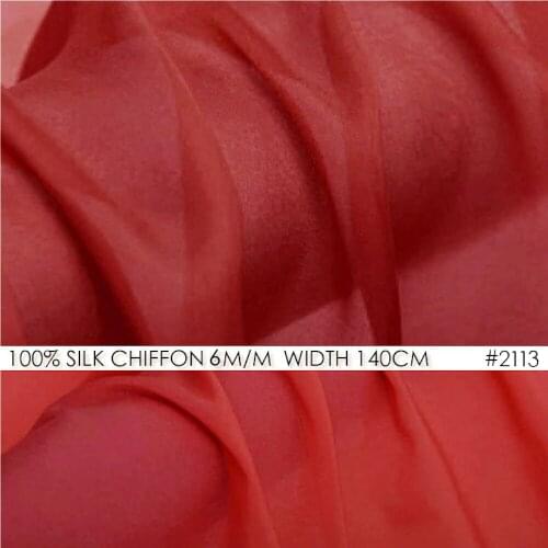 100% SILK CHIFFON FABRIC 5mm Width55"-140cm Bridal Silk Red Color Pure Soie Cloth