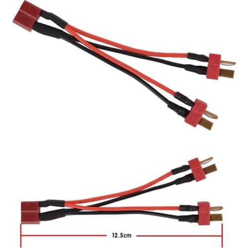 Upgrade T plug Deans plug Connectors 1 to 2 Dual Battery Extension Parallel Cable 14Awg Leads Adapte For RC Lipo Battery