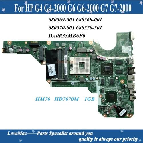 High quality For HP G4 G4-2000 G6 G6-2000 G7 G7-2000 Laptop motherboard 680569-501 680570-001 DA0R33MB6F0 100% tested