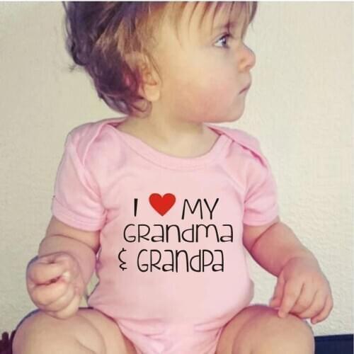 I Love My Grandma Grandpa Printed Cute Newborn Baby Bodysuit Cotton Short Sleeve Body Bebe Boy Girl Onesies Rompers Infant Cloth