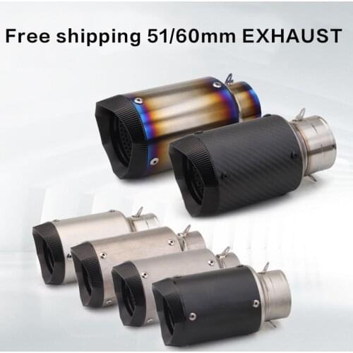 Zengjianmotoo - 51mm Universal Motorcycle Exhaust Muffler Escape Moto Scooter For PCX MT07 MT09 R1 R6 Z1000 With Stickers