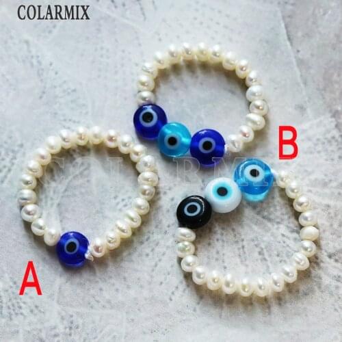 10 piece Natural pearl rings with mix colors Eye beads multi size pearl rings for women fashion pearl jewelry accessories 9741