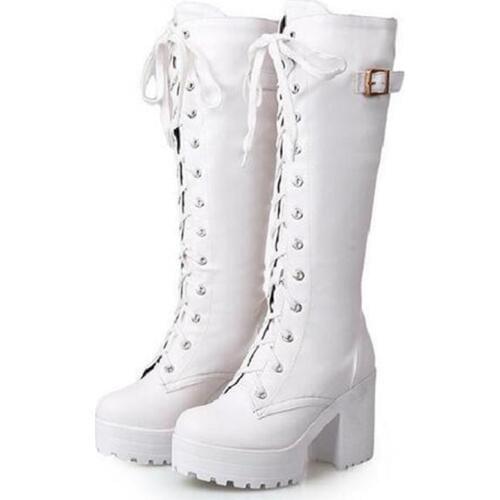 New fashions in winter tall and thick with Martin boots English wind leather tie high heel women boots