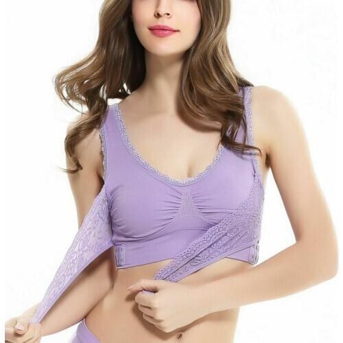 Women Vest LADY Sexy Front Cross Adjustable Side Buckle Lace Vest Wireless Sport Bra /BY