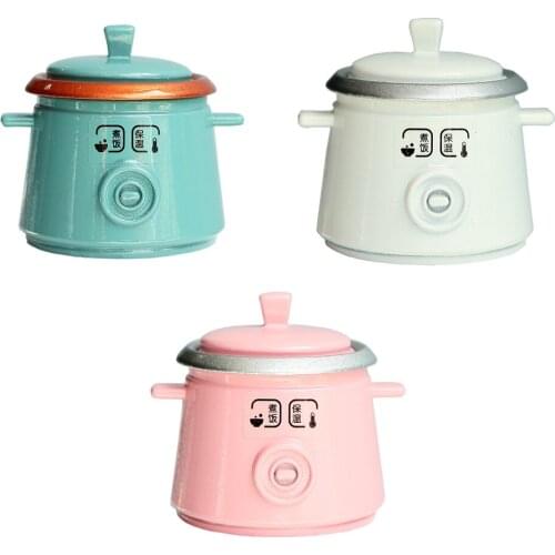 1:8 Dollhouse Kitchen Cookware Model Metal Craft Miniature Rice Cooker