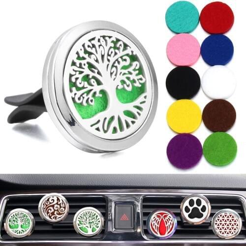 1pcs Car Perfume Diffuser Clip with 10pcs Pads 30mm Locket Pendant Aromatherapy Perfume Essential Oil Diffuser Locket Necklace