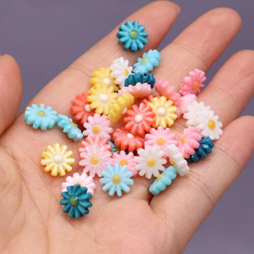 10pc Natural Sea Shell Beads SunFlower Multi-color Mother of Pearl Shell Bead for Jewelry Making DIY Necklace Earrings 10/12mm
