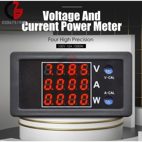 1000W 100V 10A Digital Voltmeter Ammeter Wattmeter 4 Digit 5 Wire Car Motorcycle Voltage Current Power Meter Red LED Display