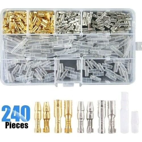 240pcs Car Auto Motorcycle Bullet Terminals Male Female Wire Connectors Terminal Insulation Sheath Crimp Connector Kit