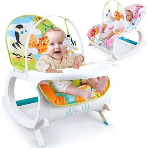 3 In 1 Multifunctional Baby Rocking Chair Baby Swing Bouncer Recliner Infant Seat Dining Table Chair with Music 0-6years old