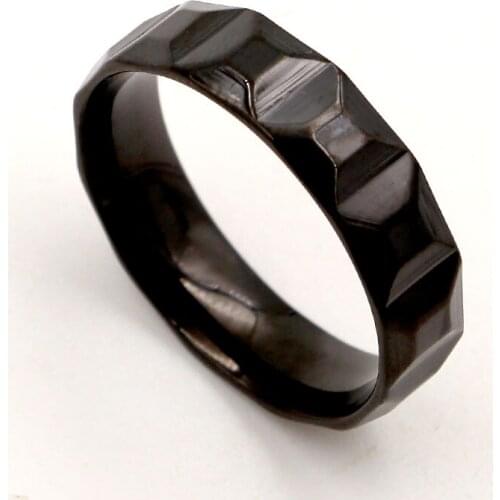 Fashion Brand Stainless Steel Hip-hop Punk Black Love Square Rhombus Gear Wave Ring Man Woman Christmas Gift