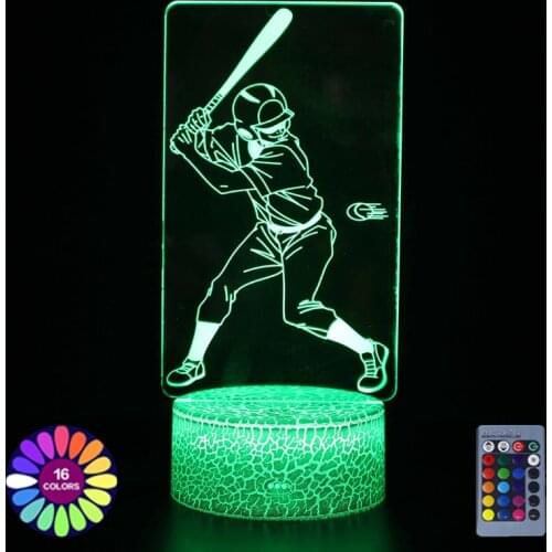 Acrylic Table Lamp 3D Illusion Baseball Cap Figure For Home Room Decor Touch Remote Control LED Lights Holiday Gift Night Lights