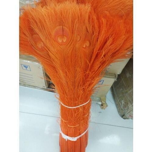 Free shipping wholesale high quality 100pcs Rare natural peacock feather 80-90cm / 32-36inch decorative diy orange
