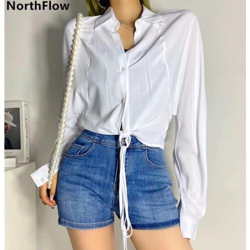 Northflow Blusas Blouse Mujer de moda Solid Bandage Kimono Cascading Blouses Plus size Womens Tops