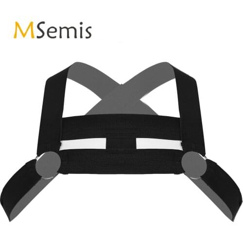 Black Men Lingerie Elastic Shoulder Straps Body Chest Harness Belt Clubwear Pole Dancing Accessories Hollow Out Body Bondage Top