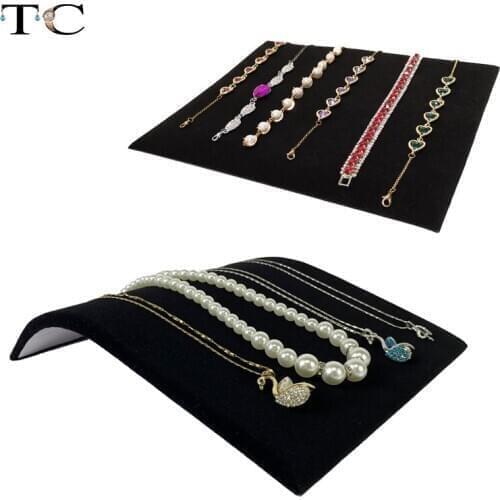 Necklace Display Holder Black Velvet Jewellery Store Checkout Display Stand Bracelet Ring Showing Board