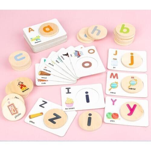 Baby Early Educational Wooden Toy Letter Cognitive Teaching Aids Set Early Recognize Letters Matching English Game For Kids