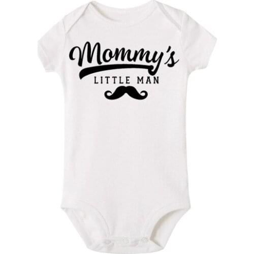 Mommy Little Man Print Short-sleeved Romper Toddler Baby Boys Girls Romper Outfits for Baby 0-24M