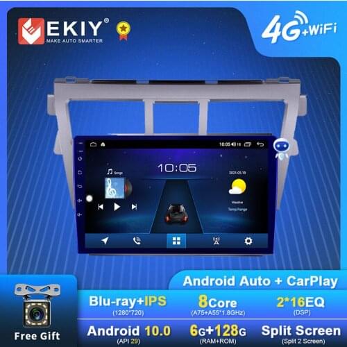 EKIY 9‘’ 2.5D IPS Android 9.0 Car Radio For Toyota Vios Yaris 2007-2012 Automotivo GPS Navigation Multimedia Stereo BT 4G Wifi