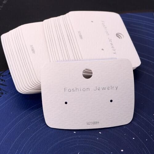 Hot Sale 100pcs/lot PVC+Paper Earrings Card Hanging White Jewelry Cards Cute Ear Studs Earring Display Packaging Cards