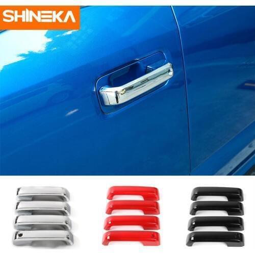 SHINEKA Car Styling Chrome Handle Cover Car Door Handle Cover Trim for Ford F150 2014+ Without Thermo Sensor