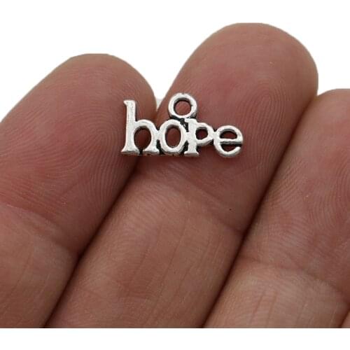 JAKONGO Silver Plated Hope Charm Pendants for Jewelry Making Bracelet DIY Accessories 8x16mm 20pcs