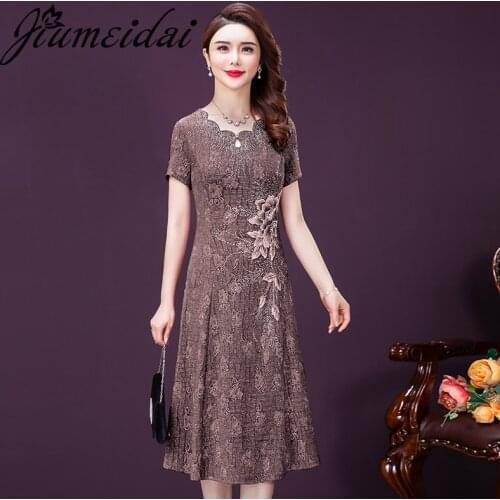 JiuMeiDai 2021 Women Summer Elegant Dress Office Lady Diamond Party Robe Femme Vintage A-Line Designer Casual Clothing Plus Size