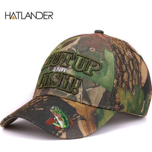 Hatlander outdoor camouflage caps summer sun fishing hat sport curved casquette Embroidery 3D letter Fish camo baseball cap men