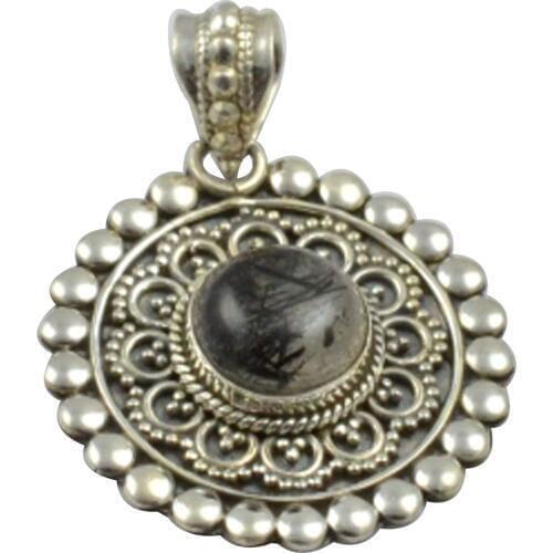 Lovegem Nature Balck Rutile Pendant 925 Sterling Silver, 36.6 mm, MHBAP4945