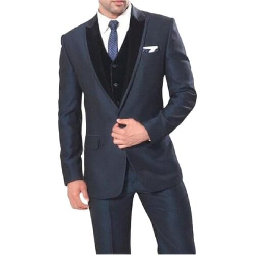 Custom Mens Suits New Arrival Groom Tuxedos Dark Grey Groomsmen Wedding/dinner Blazer Best Man Bridegroom (jacket+pants+vest)