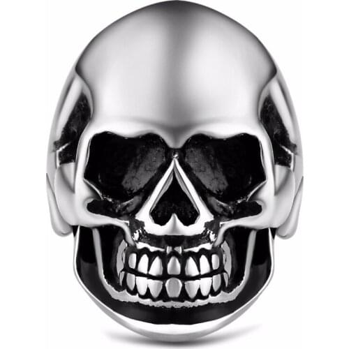 Men stainless steel jewelry cool Skull high polished hiphop punk skeleton ring