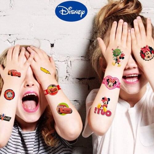 Disney Tattoo Sticker Kids Cartoon Anime Frozen Mermaid Cars Snow White The Lion King Toy Story Mickey Mouse Series Toy Stickers