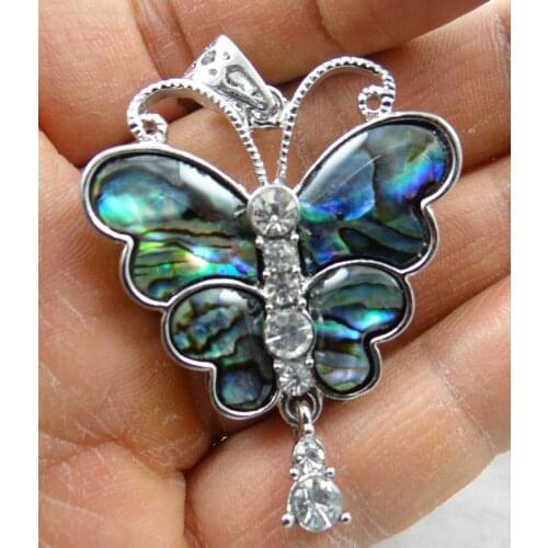 Natural Paua Abalone Shell butterfly Bead Pendant Alloy for diy Jewelry making necklace Jewelry Friendship Gifts AccessoriesF25