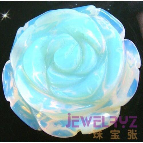 New Fashion Beautiful Handmade Man-made Opal Rose Pendant Stone Flower Pendant Figurine Lucky Jewelry for Gift RP01