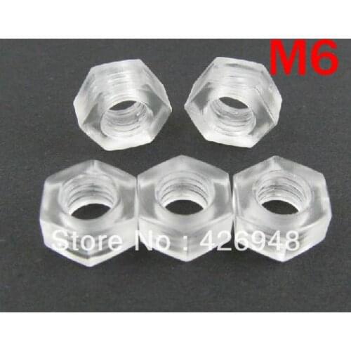 New M6 plastic nuts transparent insulation hex nuts 1000 pcs/lot